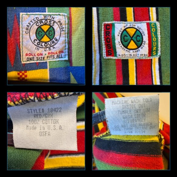 VTG Cross Colours 1/4 Zip Knit Polo OSFA Striped Hip Hop Nation ASO Tupac USA - Picture 3 of 11